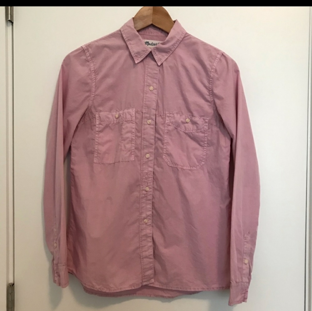 Madewell | Washed Cotton Boyfriend Shirt - Pink